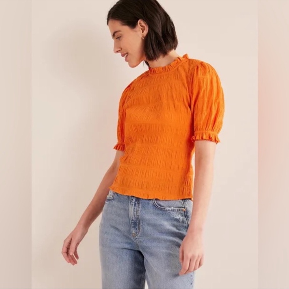 Boden Fitted Texture Top Orange Size 10